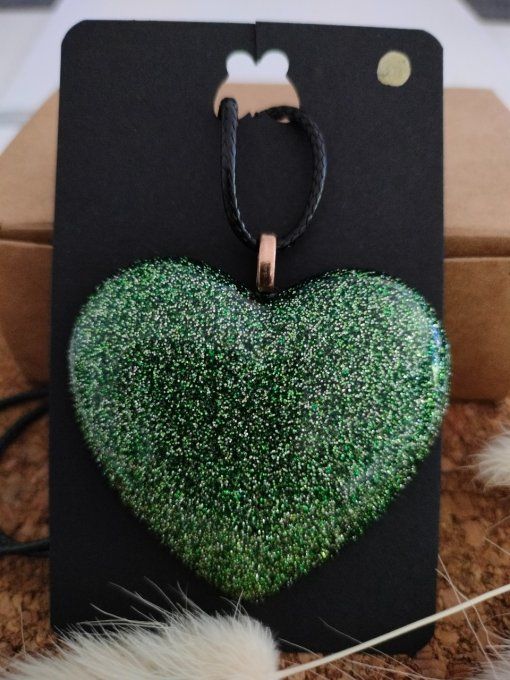 Collier vert/paillettes(2)