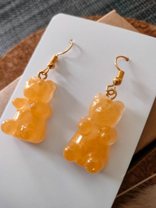 Boucles d'oreilles jaune/or