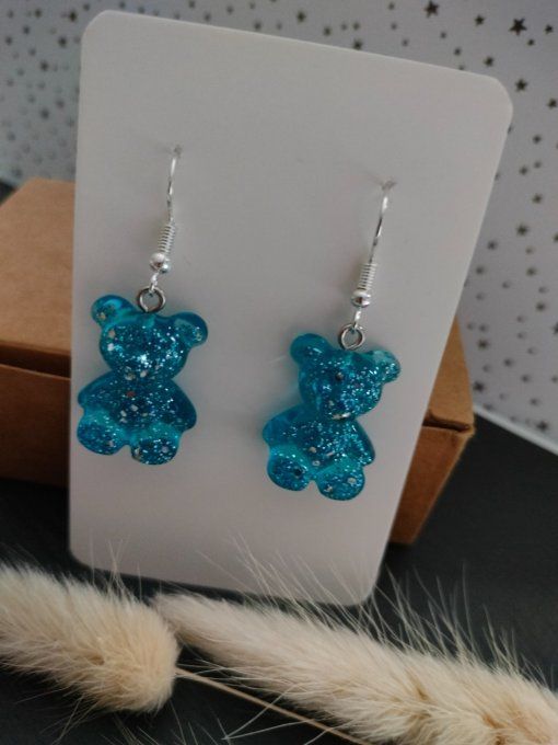 Boucles d'oreilles ourson assis