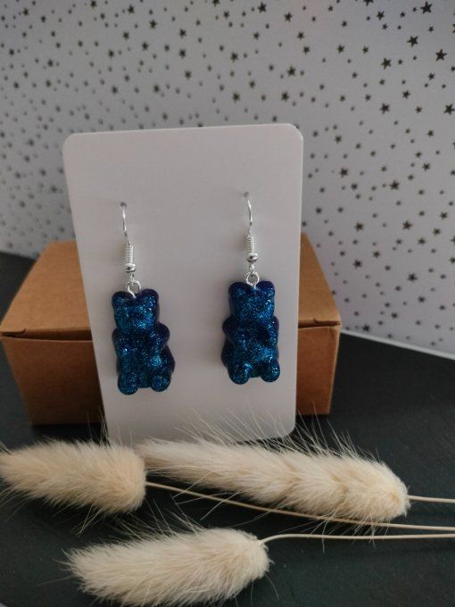 Boucles d'oreilles bleues