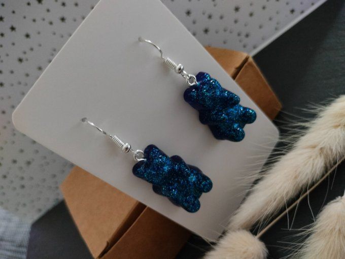 Boucles d'oreilles bleues