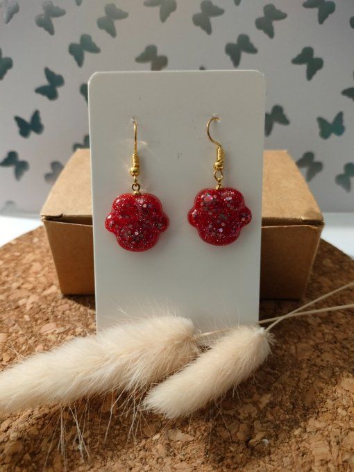 Boucles d'oreilles rouges (brillantes)