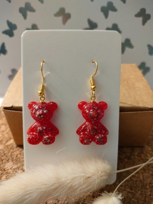 Boucles d'oreilles ourson assis