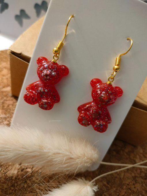 Boucles d'oreilles ourson assis