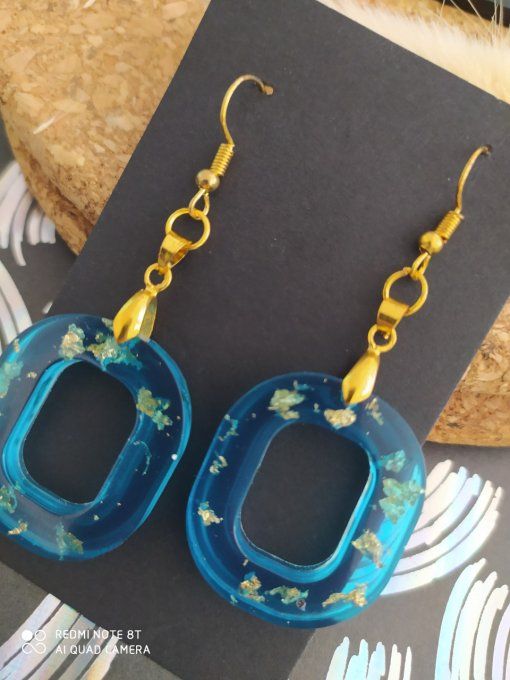 Boucles d'oreilles ovales bleues