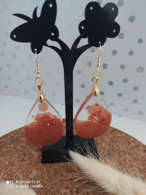 Boucles d'oreilles goutte/bronze