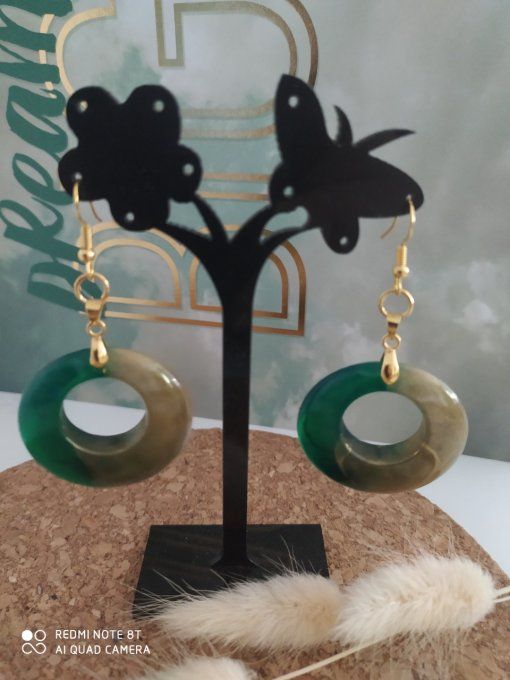 Boucles d'oreilles rondes vertes