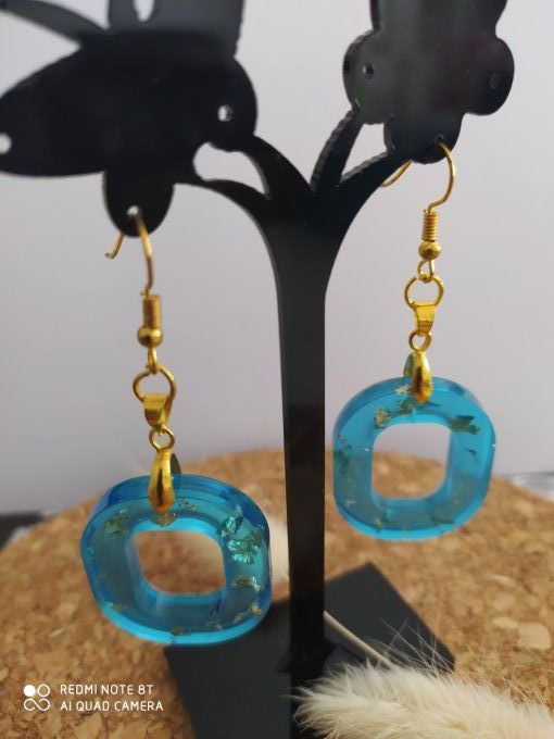 Boucles d'oreilles ovales bleues