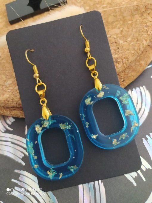 Boucles d'oreilles ovales bleues