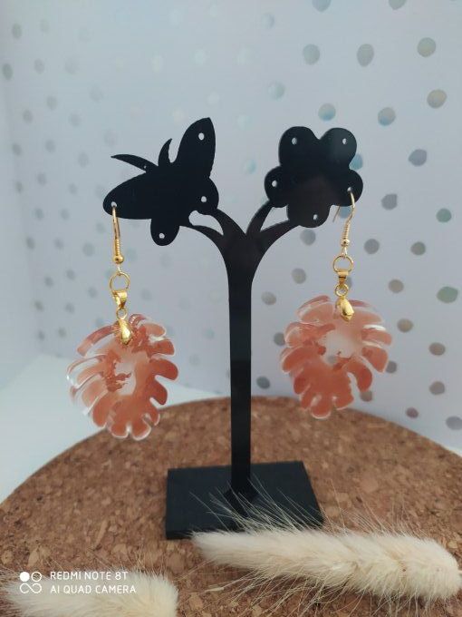 Boucles d'oreilles en forme de feuille de Monstera