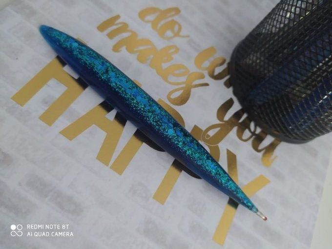 Stylo bleu paillettes (encre bleue)