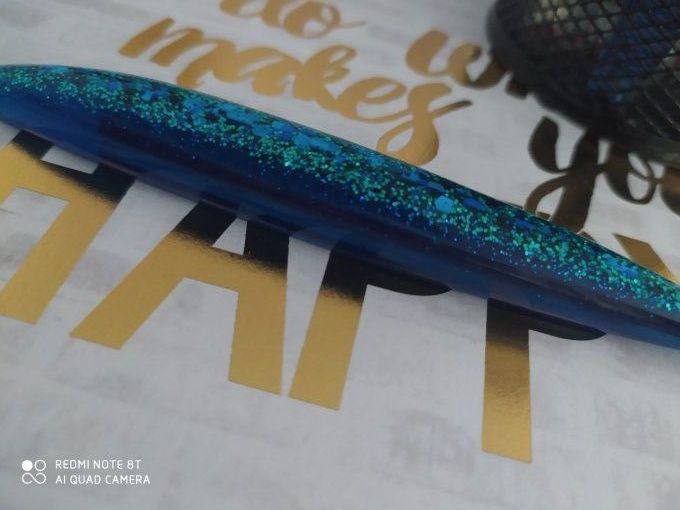 Stylo bleu paillettes (encre bleue)